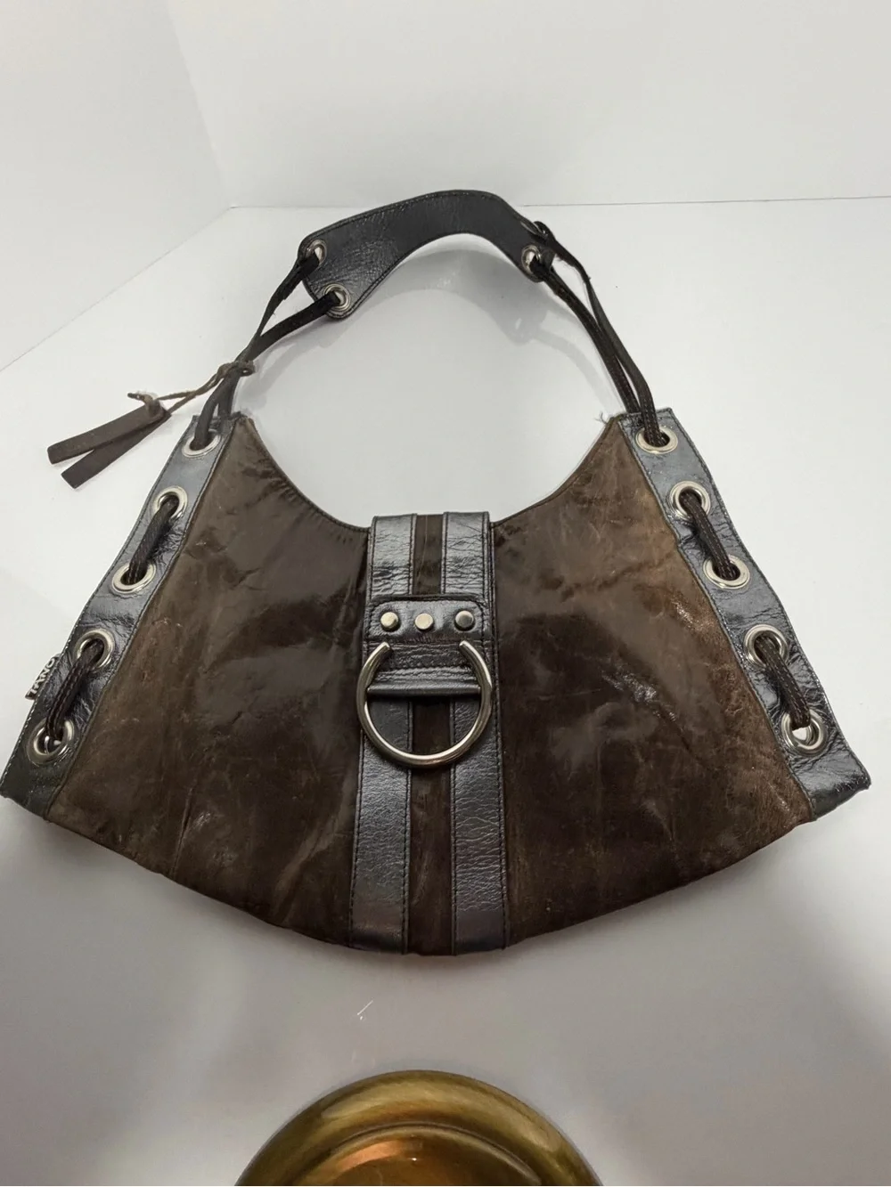 Vintage Tano Brown Leather Suede Hobo Bag Y2K Boho EUC